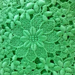 Vtg Cotton Lace Fabric 4 1/4 yds 45" w Lime Green